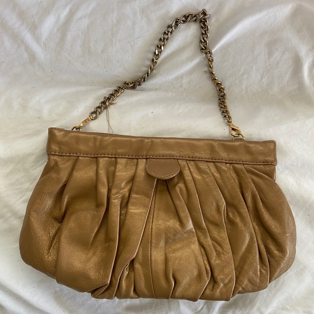 Steve Madden leather gold clutch or shoulder bag. Vintage, retro